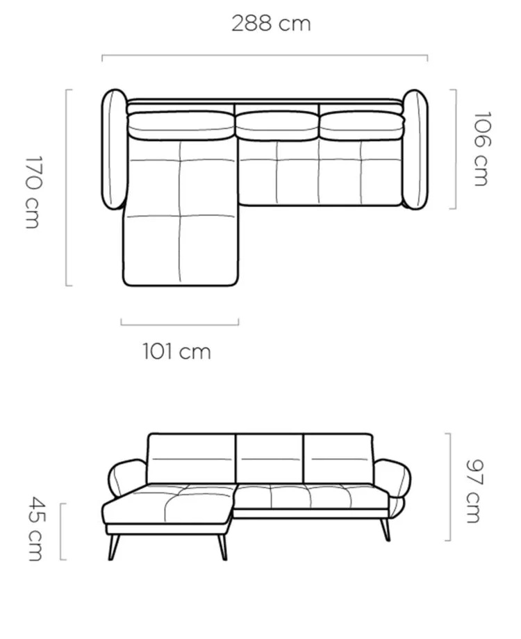 Ecksofa Campina Mini Abmessungen